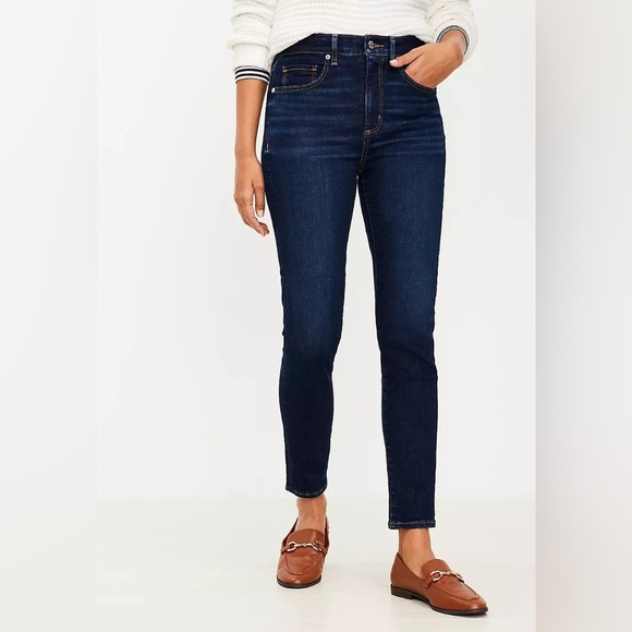 Loft Dark Blue skinny high rise regular fit Jeans sz 32 nwt, 014 - Picture 1 of 5